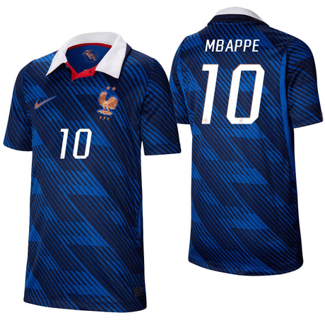 Nike France Kids Home Stadium 2026 Jersey w/ Mbappe #10 Blue/Black Both