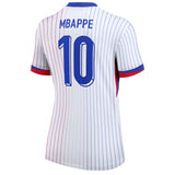 Nike France Women's Away Stadium 2024/25 Jersey w/ Mbappe #10 White Back