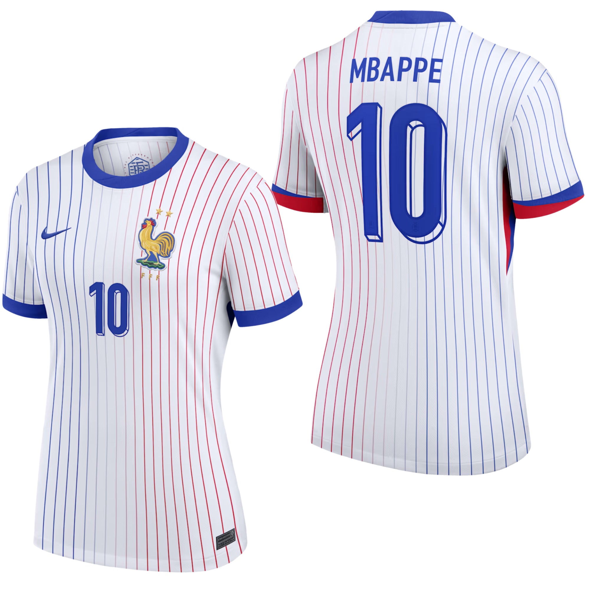 Nike France Women's Away Stadium 2024/25 Jersey w/ Mbappe #10