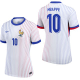 Nike France Women's Away Stadium 2024/25 Jersey w/ Mbappe #10 White Both