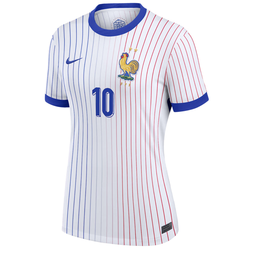 Nike France Women's Away Stadium 2024/25 Jersey w/ Mbappe #10 White Front