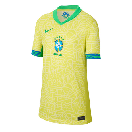 Nike Kids Brazil 2024/25 Home Jersey Yellow/Green Front