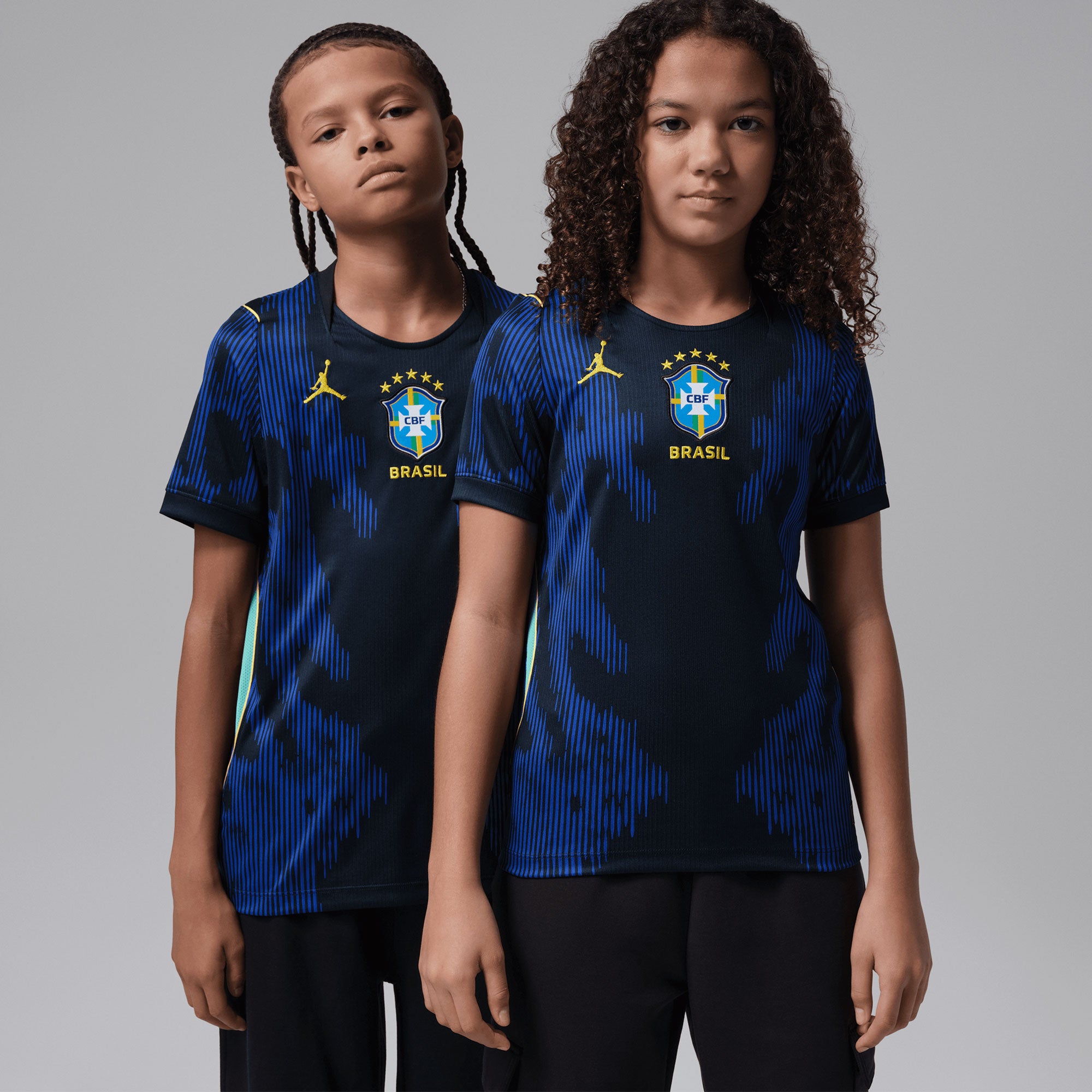 Jordan Brazil Kids Away Stadium Soccer Jersey World Cup 2026