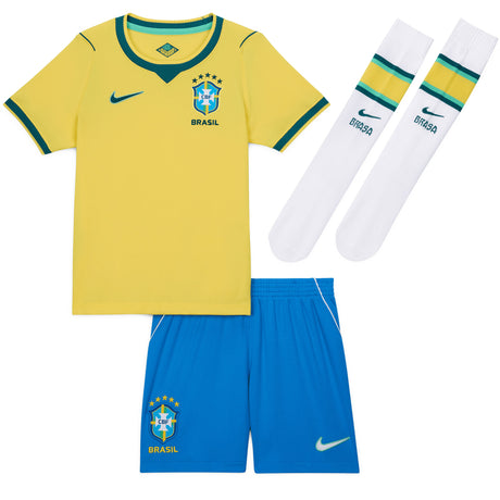 Nike Kid's Brazil Home World Cup 2026 Mini Kit Yellow Front
