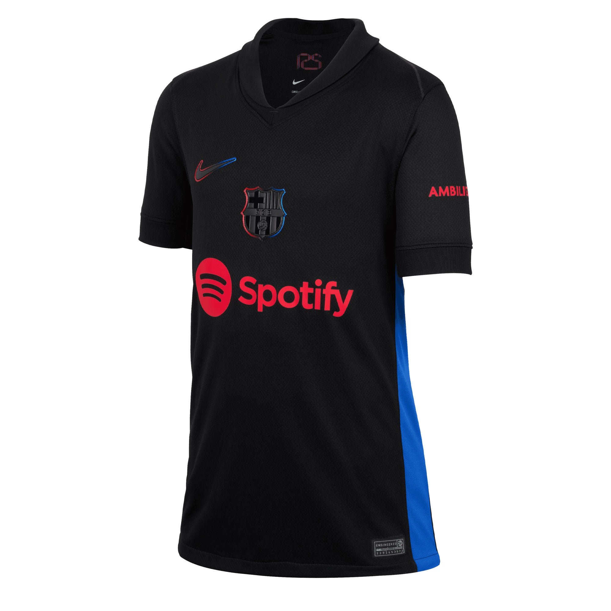 Nike Kids FC Barcelona 2024 25 Away Jersey Black Red Azteca Soccer