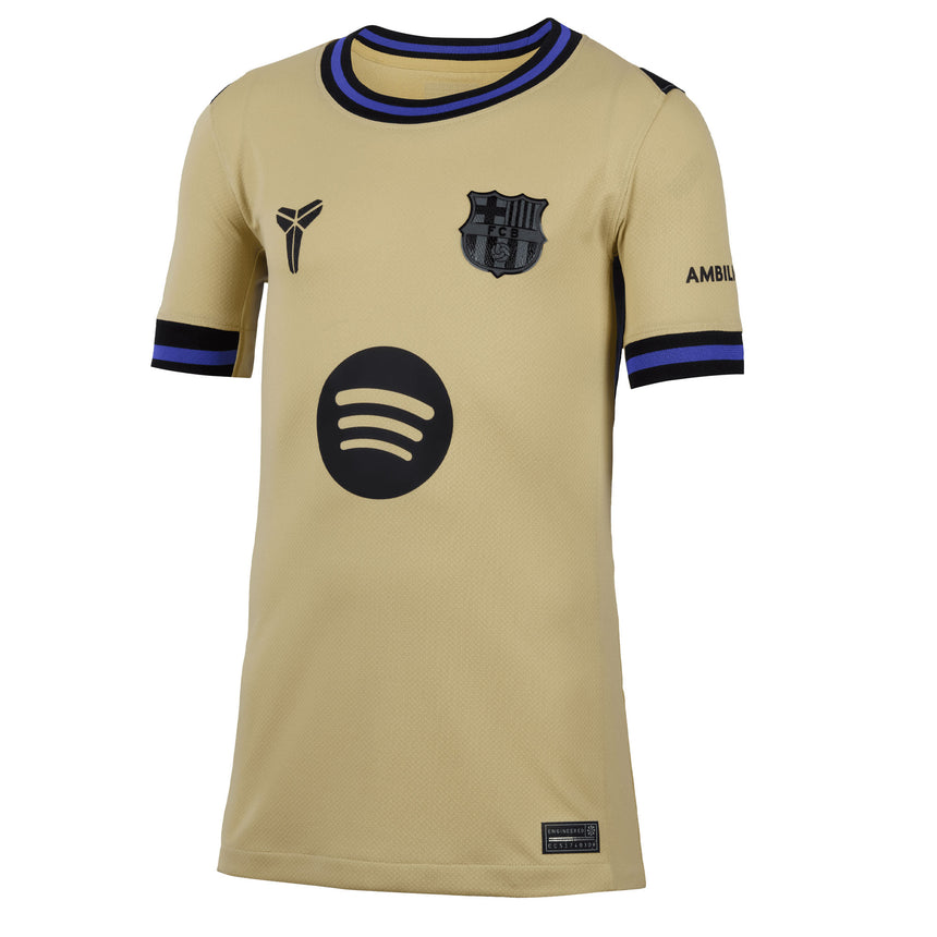 Nike Kids FC Barcelona 2025/26 Away Jersey Team Gold/Persian Violet/Black Front