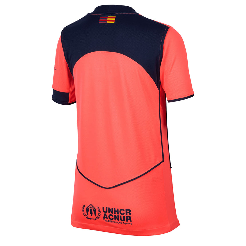 Nike Kids FC Barcelona 2025/26 Third Jersey Bright Mango/MidNight Navy Back