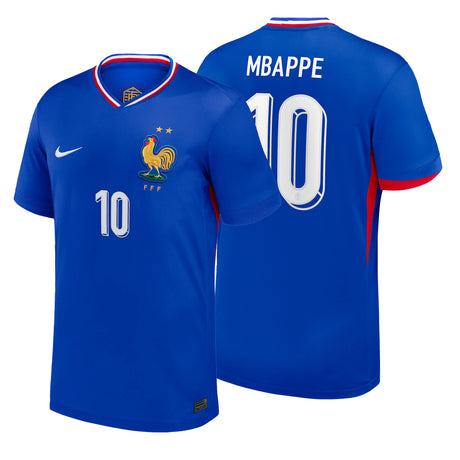 Nike Kids France 2024/25 Home Jersey w/ Mbappe #10 Printing Both