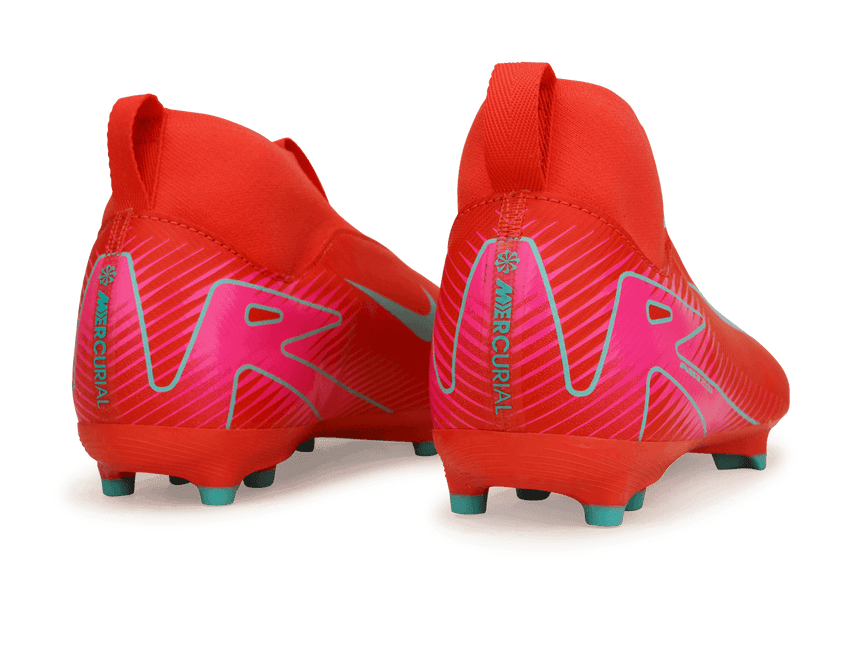 Nike Kids Zoom Mercurial Superfly 10 Academy FG/MG Ember Glow/Aurora Green Rear