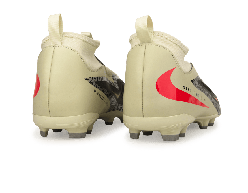 Nike Kids Phantom 6 High Academy FG/MG NU3 Soccer Cleats Burgundy/Fossil/Red Heel