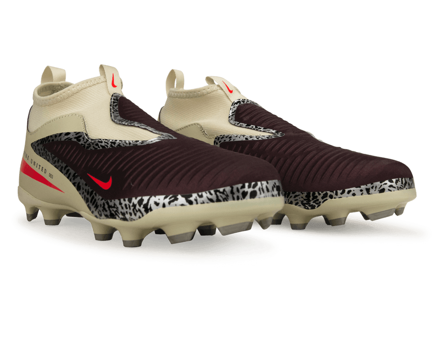 Nike Kids Phantom 6 High Academy FG/MG NU3 Soccer Cleats Burgundy/Fossil/Red Together