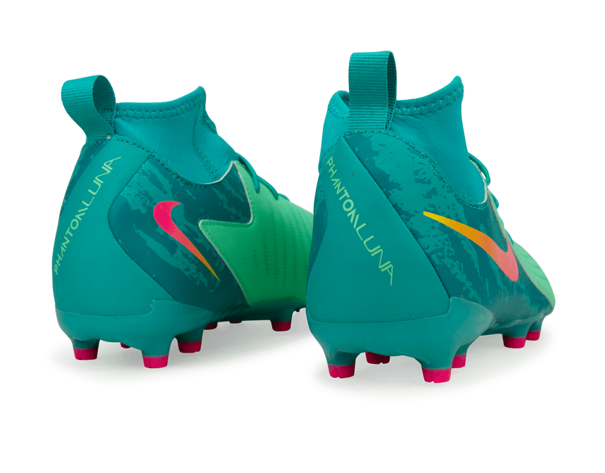 Nike Kids Phantom Luna II Academy LV8 FG/MG Green Glow/Black Rear