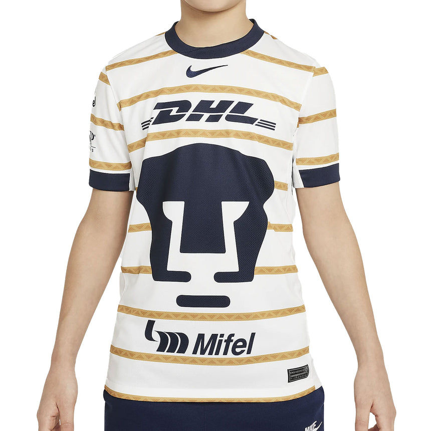 Nike Kids Pumas UNAM 2024/25 Home Jersey White/Gold/Navy Front