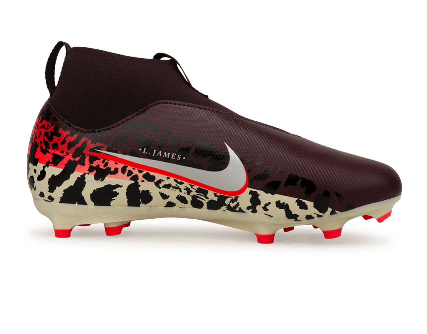Nike Kids United 003 Zoom Mercurial Superfly 10 Academy FG/MG Soccer Cleats Burgundy Crush/Metallic Silver Side