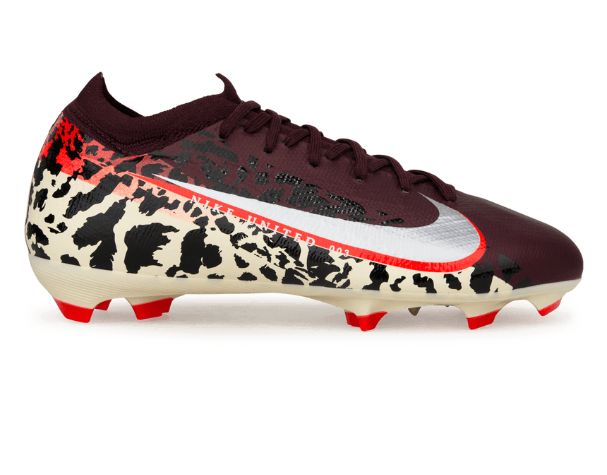 Nike Kids United 003 Zoom Mercurial Vapor 16 Pro FG Soccer Cleats Burgundy/Metallic Silver