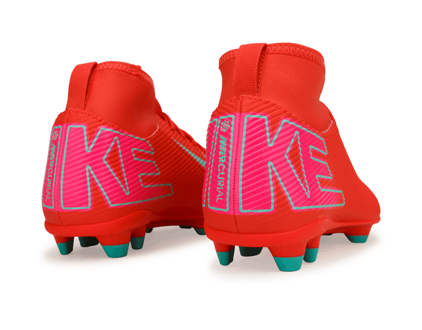 Nike Kids Zoom Mercurial Superfly 10 Club FG/MG Ember Glow/Aurora Green Rear