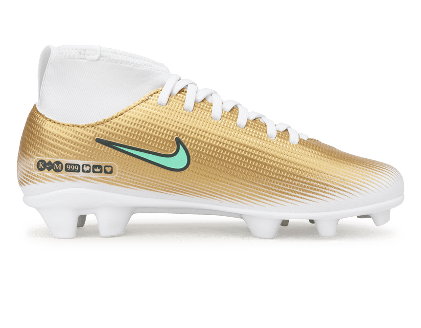 Nike Kids Zoom Mercurial Superfly 11 Club Kylian Mbappe FG/MG Metallic Gold Side
