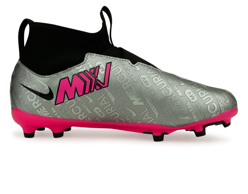 Nike Kids Zoom Mercurial Superfly 9 Academy XXV FG/MG Silver/Pink Side