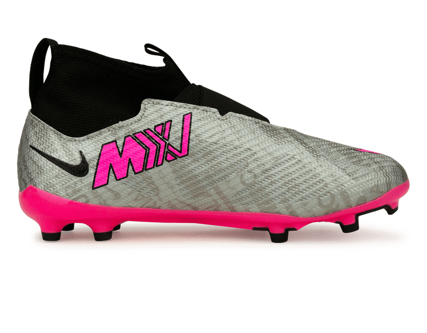Nike Kids Zoom Mercurial Superfly 9 Pro FG Silver/Pink Side