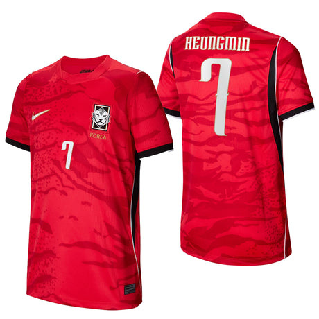 Nike Korea Kid's Home Stadium 2026 Jersey w/ Son Heung-min #7 Red/Black Both