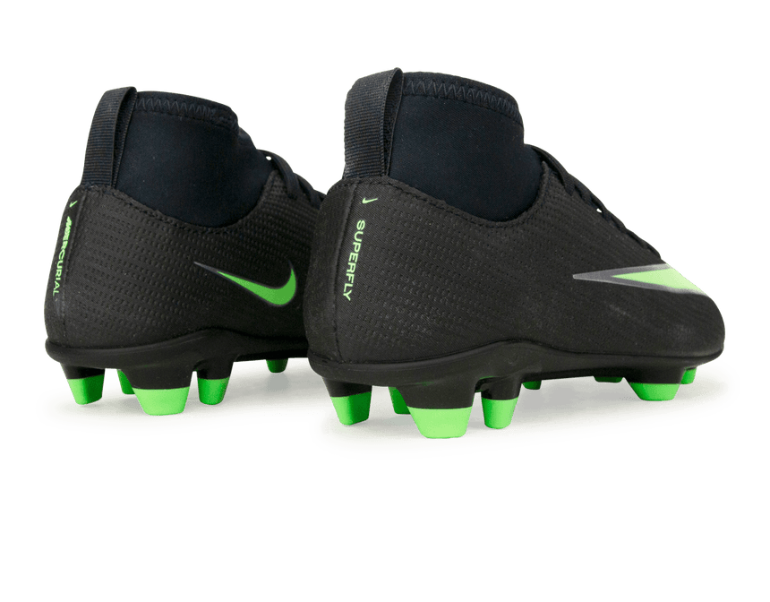 Nike Little Kids Zoom Mercurial Superfly 11 Club FG/MG Black/Illusion Green Heel