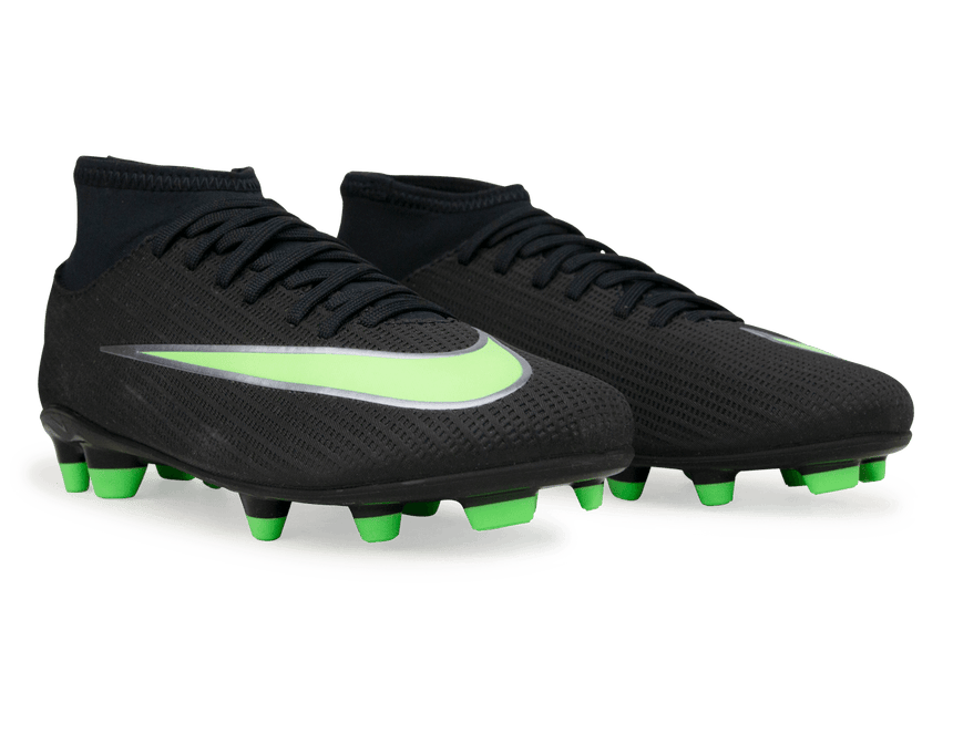 Nike Little Kids Zoom Mercurial Superfly 11 Club FG/MG Black/Illusion Green Pair