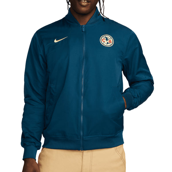 Nike Men s Club America 2024 25 Bomber Jacket Blue Lemon Chiffon Azteca Soccer