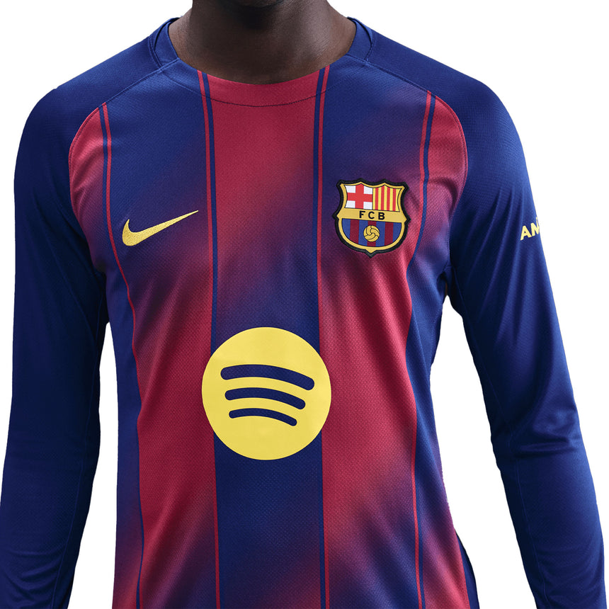 Nike Men's FC Barcelona Long Sleeve 2025/26 Home Jersey Royal Blue/Red Crest