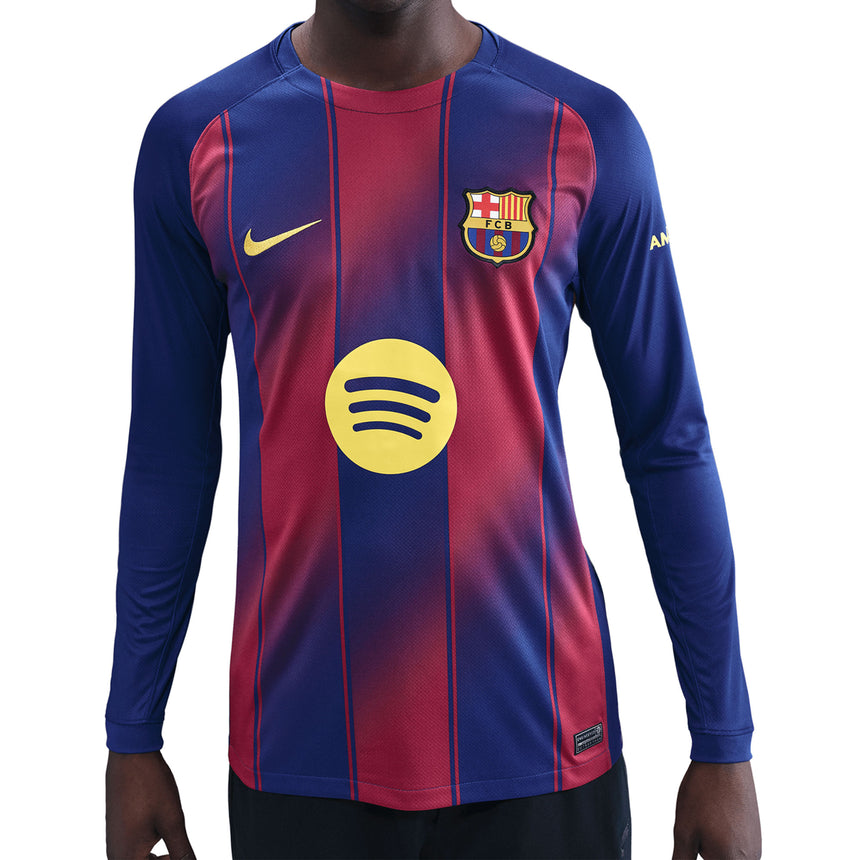 Nike Men's FC Barcelona Long Sleeve 2025/26 Home Jersey Royal Blue/Red Front