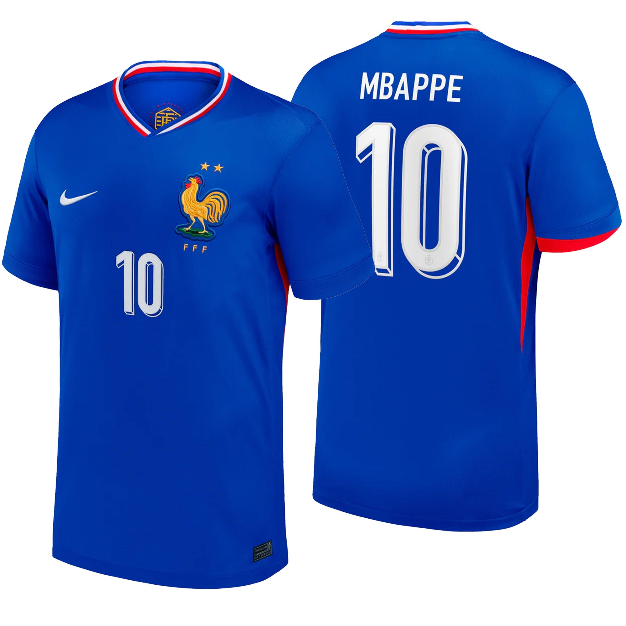 Nike France Men's Home Stadium 2024/25 Soccer Jersey w/ Mbappe #10
