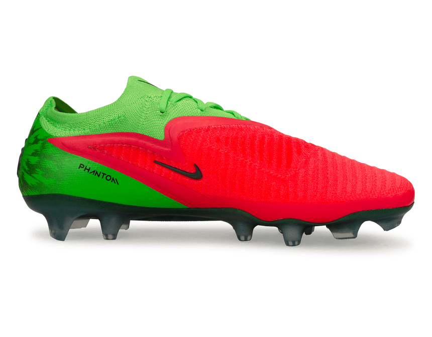 Nike Men's Phantom 6 Low Elite Erling Haaland FG Soccer Cleats Hot Punch Black Green Strike Side