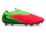 Nike Men's Phantom 6 Low Elite Erling Haaland FG Soccer Cleats Hot Punch Black Green Strike