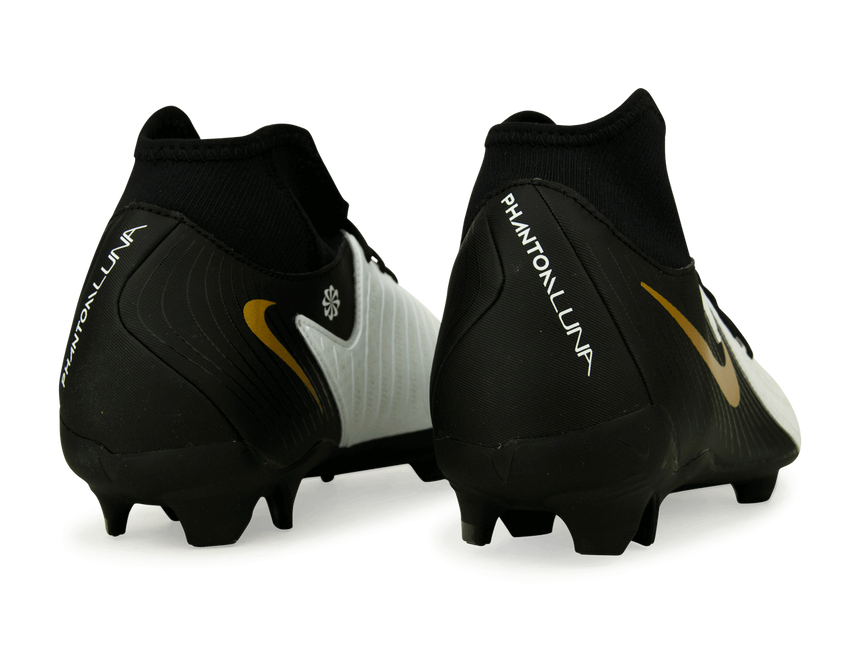 Nike Men's Phantom Luna II Academy FG/MG White/Black/Gold Rear