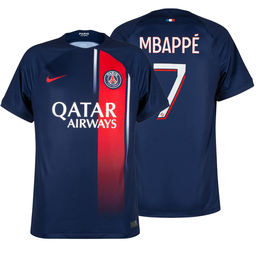 Nike Men's PSG 2023/24 Home Jersey w/ Mbappe #7 Printing Both