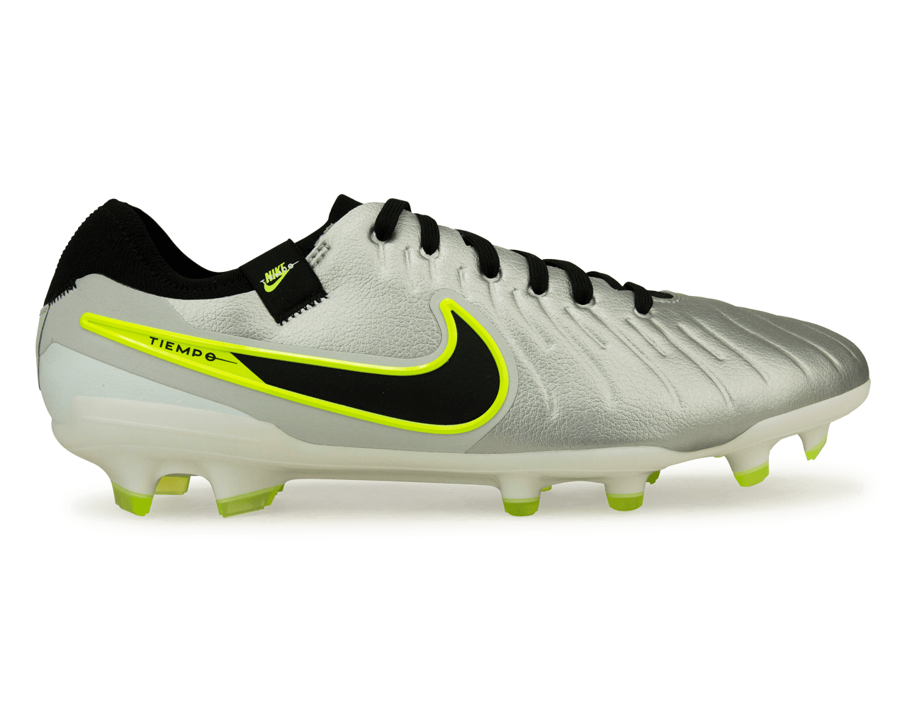 Nike Men's Tiempo Legend 10 Pro FG Metallic Silver/Black Volt