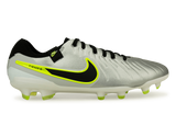 Nike Men's Tiempo Legend 10 Pro FG Metallic Silver/Black Volt