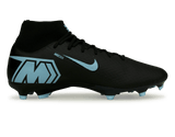 Nike Men's Zoom Mercurial Superfly 10 Academy FG/MG Black/Ice Blue Side