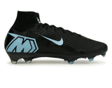 Nike Men's Zoom Mercurial Superfly 10 Elite FG  Black/Ice Blue Side