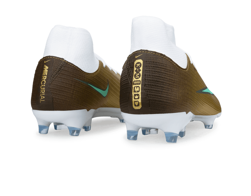 Nike Men's Zoom Mercurial Superfly 11 Academy Kylian Mbappe FG/MG Metallic Gold/Green Heel