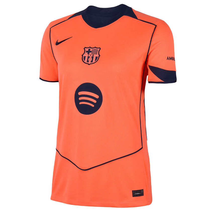 Nike Women's FC Barcelona 2025/26 Third Jersey Bright Mango/Midnight Navy Front