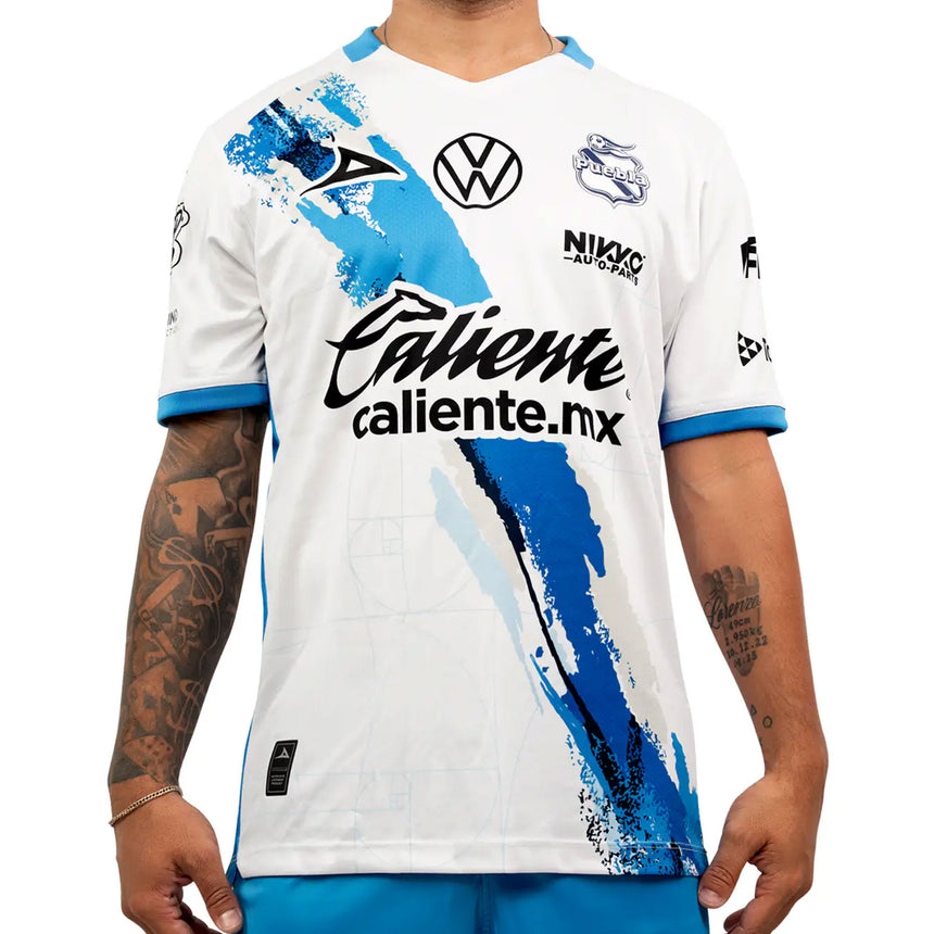 Pirma Men's Puebla 2025/26 Home Jersey White/Black/Blue Front