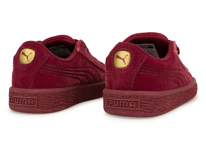 PUMA Kids Basket Classic Velour Red/Gold Rear