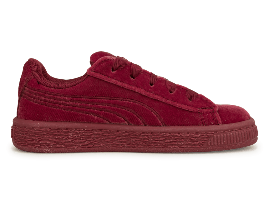 PUMA Kids Basket Classic Velour Red/Gold Side