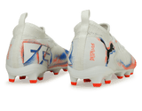 PUMA Kids Future 8 Match FG/AG White/Black/Glowing Red Back