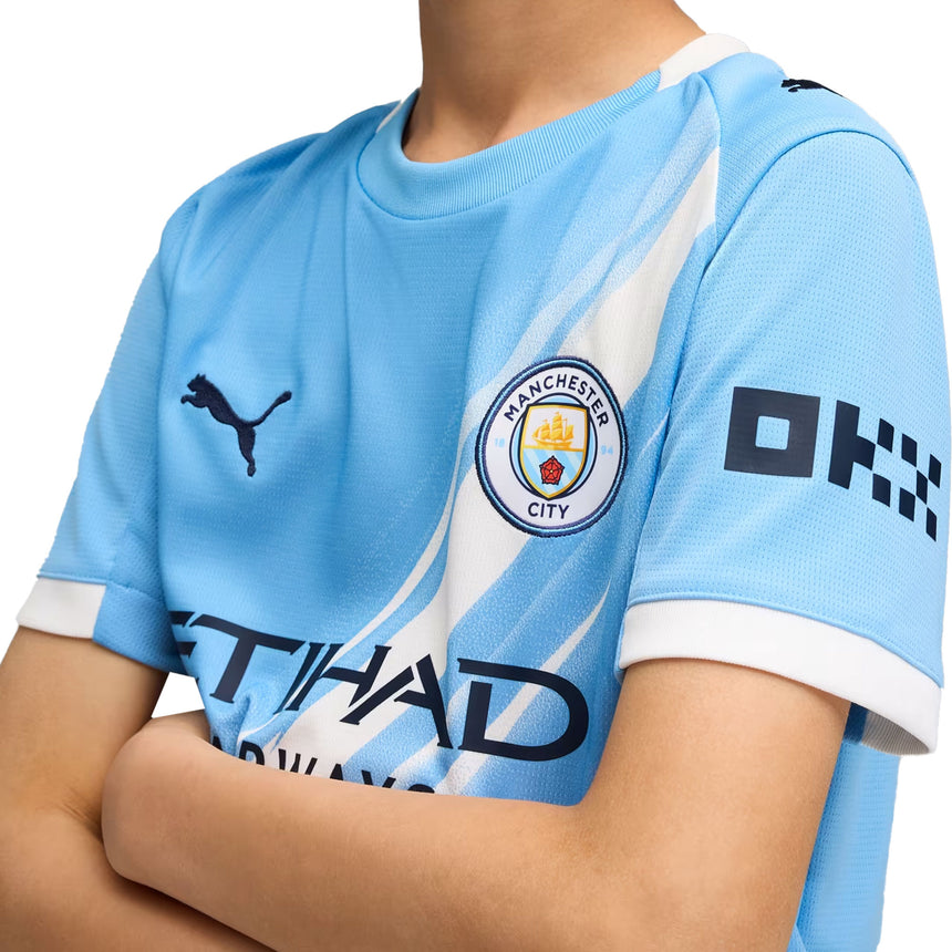 PUMA Kids Manchester City 2025/26 Home Jersey Team Light Blue/White Crest