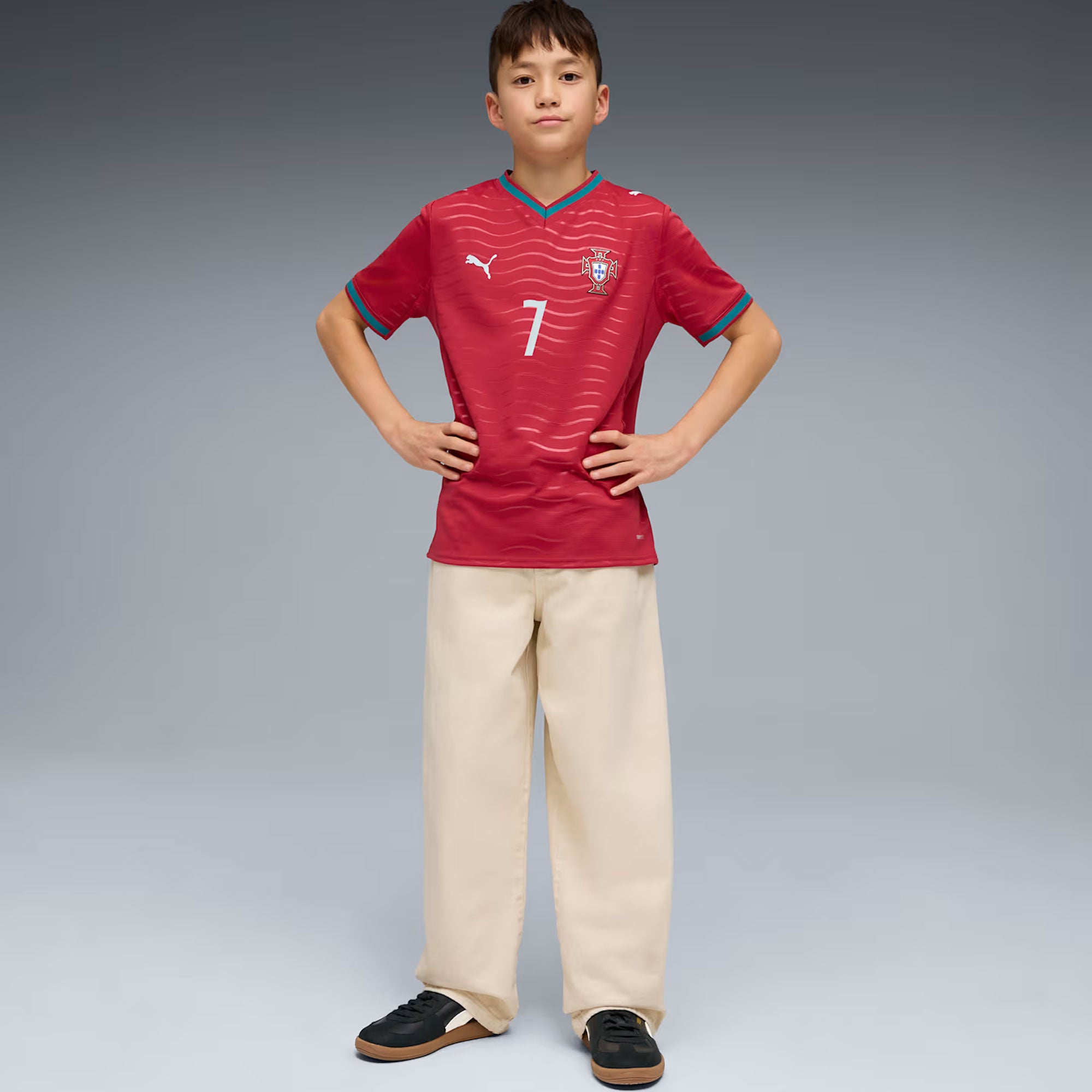 PUMA Portugal Youth Home Stadium Soccer Jersey w/ Ronaldo #7 World