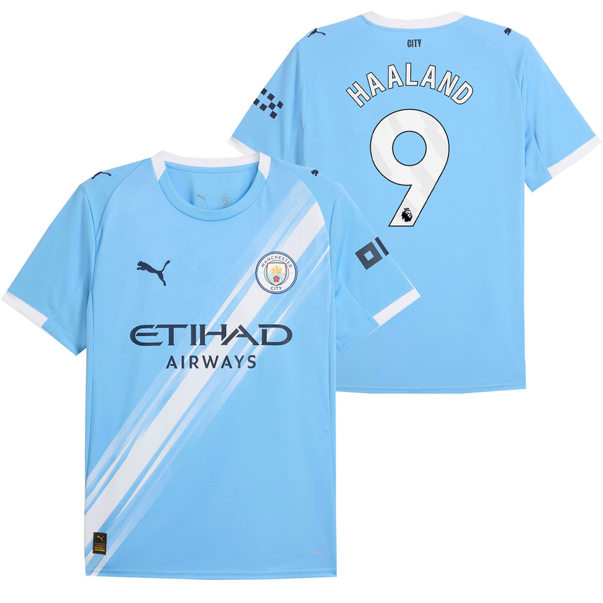 PUMA Manchester City Men's Home Stadium 2025/26 Jersey w/ Haaland #9 Both