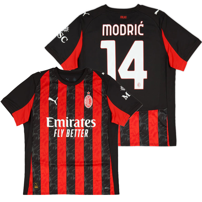 PUMA Men's AC Milan 2025/26 Home Jersey w/ Modric #14 Printing Both