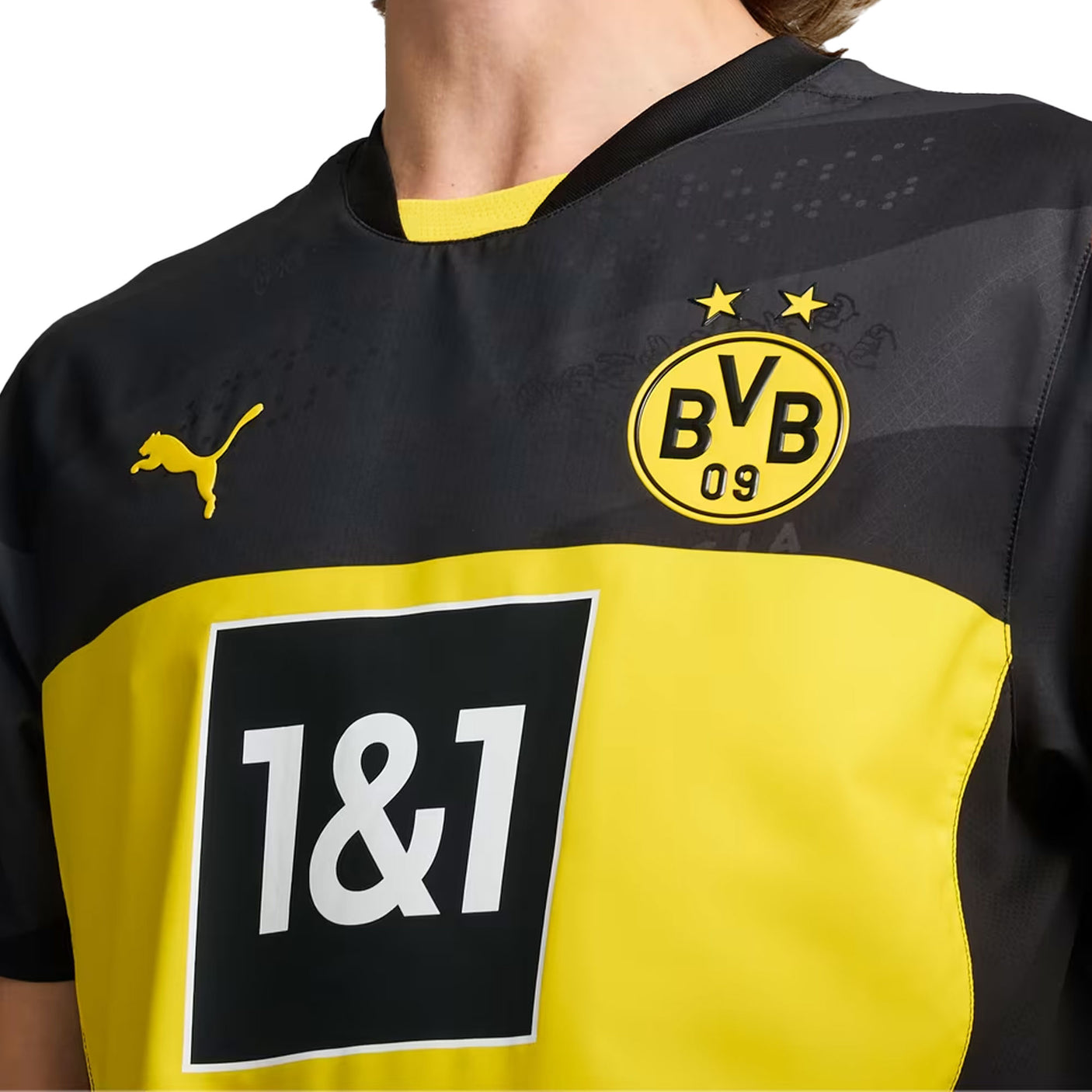 PUMA Men's Borussia Dortmund 2024/25 Authentic Away Jersey Black/Faster Yellow Crest