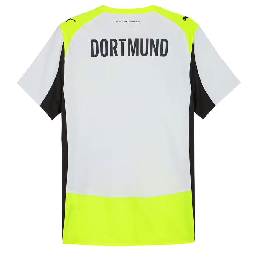 PUMA Men's Borussia Dortmund 2025/26 Authentic Away Jersey Silver Mist/Yellow Alert Back